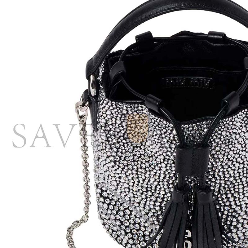 MIU MIU BUCKET BAG BLACK WOMENS 5BE090 (17*15*10cm)
